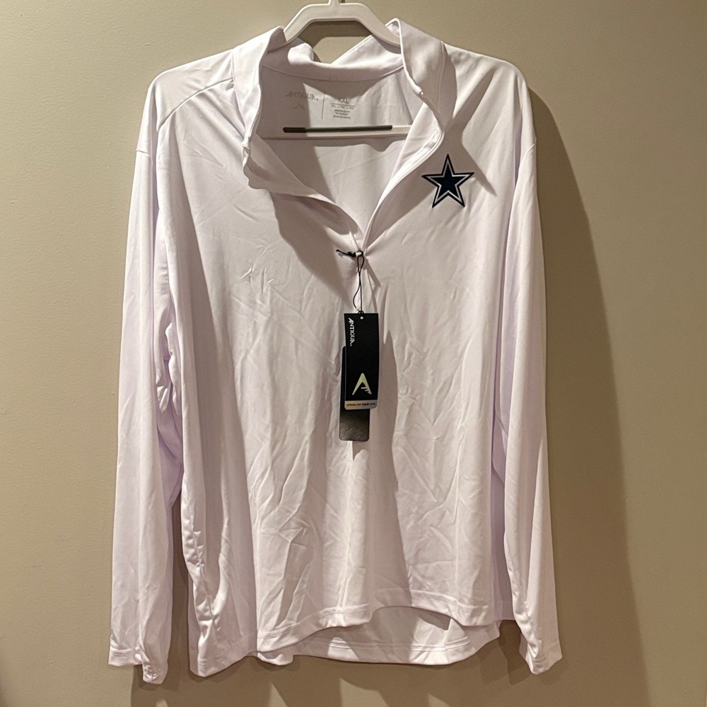 Antigua Dallas Cowboys NFL White Quarter Zip Pullover Men’s XXL NWT
